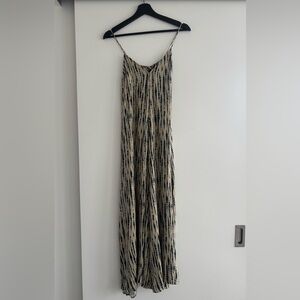 Zara Cream Coloured with Tie Dye Blue Spaghetti Strap Dress